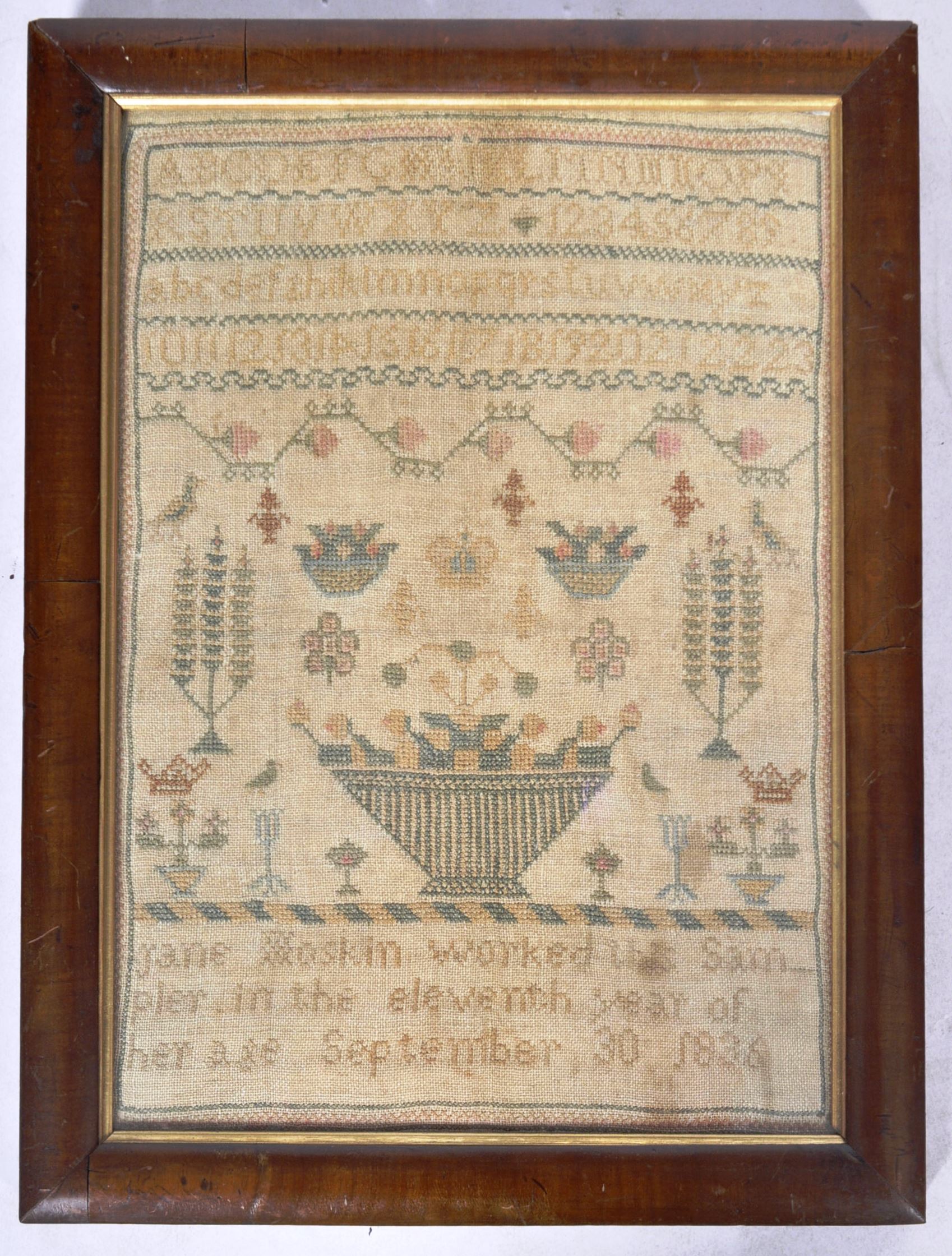 19TH CENTURY SARN PIER CHILD'S SAMPLER