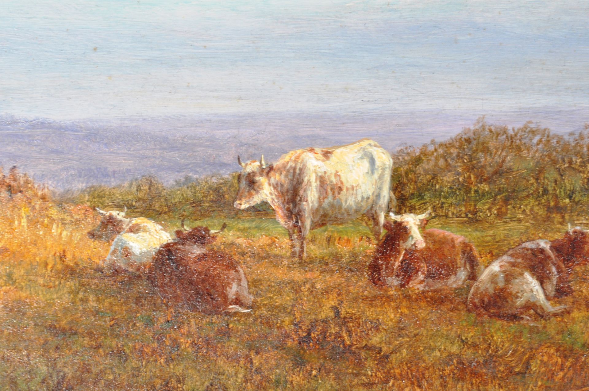 19TH CENTURY HIGHLAND CATTLE OIL ON BOARD PAINTING - Image 4 of 7