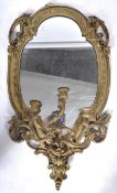 19TH CENTURY VICTORIAN GESSO GIRANDOLE WALL MIRROR