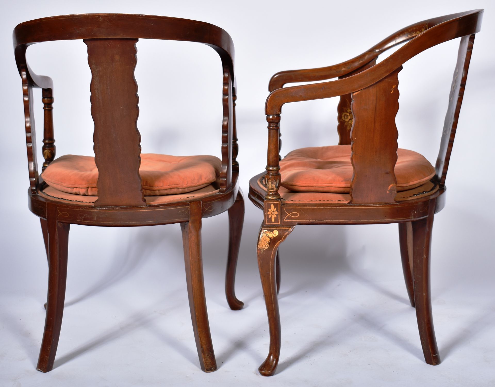 MATCHING PAIR OF 19TH CENTURY CHINOISERIE ARMCHAIRS - Image 7 of 8