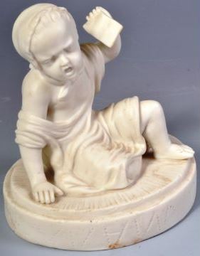 19TH CENTURY PARIAN WARE FIGURE OF A YOUNG CHILD