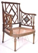 19TH CENTURY REGENCY CANE BERGERE LIBRARY CHAIR