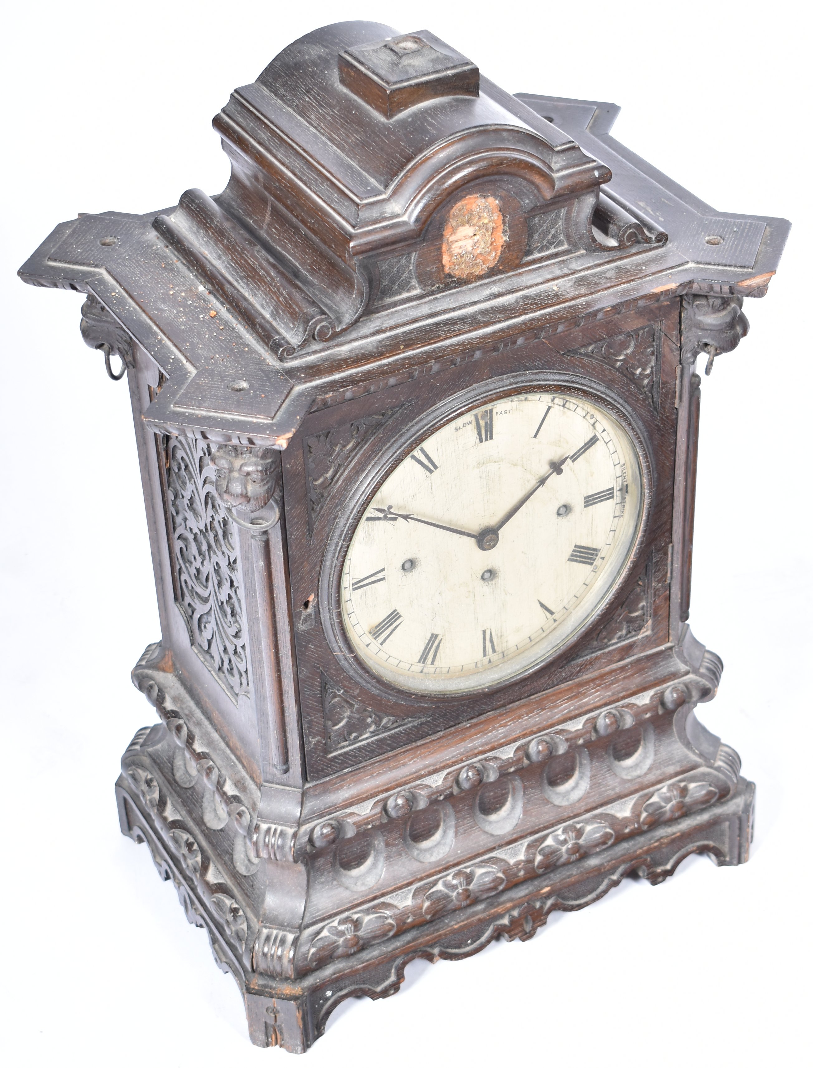 LARGE 19TH CENTURY GOTHIC REVIVAL 8 BELL FUSEE CLOCK - Image 2 of 10