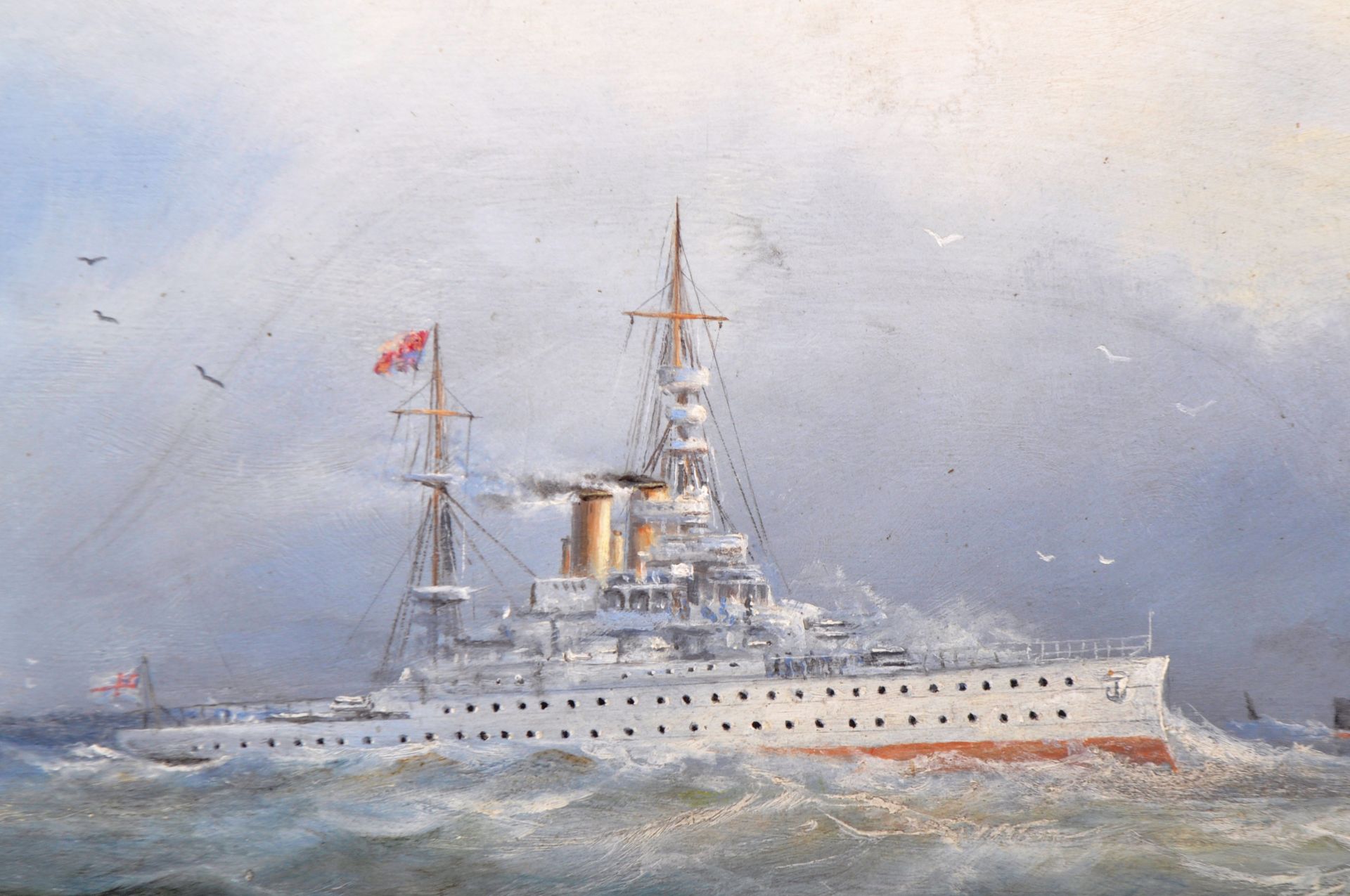 W W CHAMP - OIL ON BOARD OF THE FLAGSHIP HMS BARHAM - Image 5 of 9