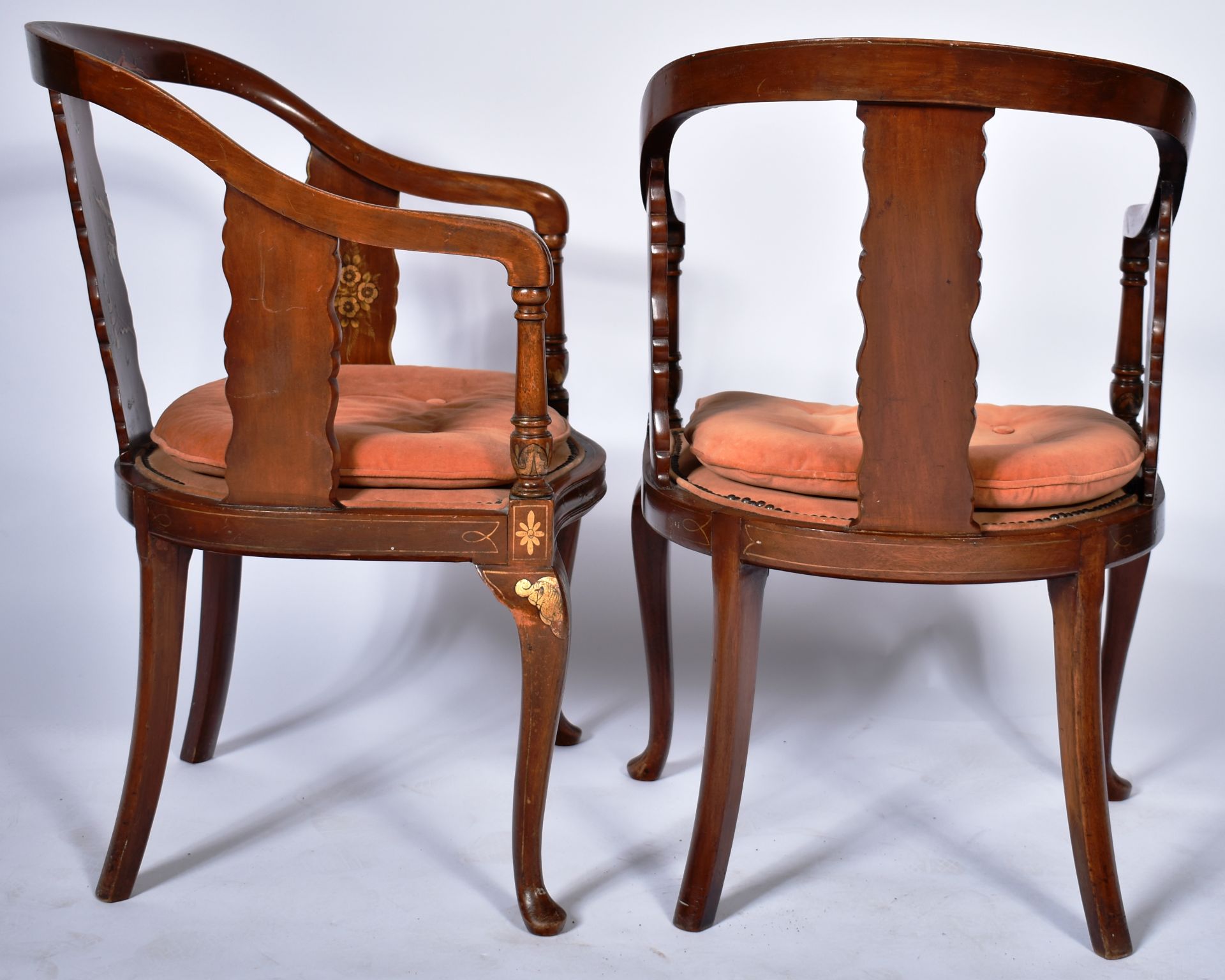 MATCHING PAIR OF 19TH CENTURY CHINOISERIE ARMCHAIRS - Image 6 of 8