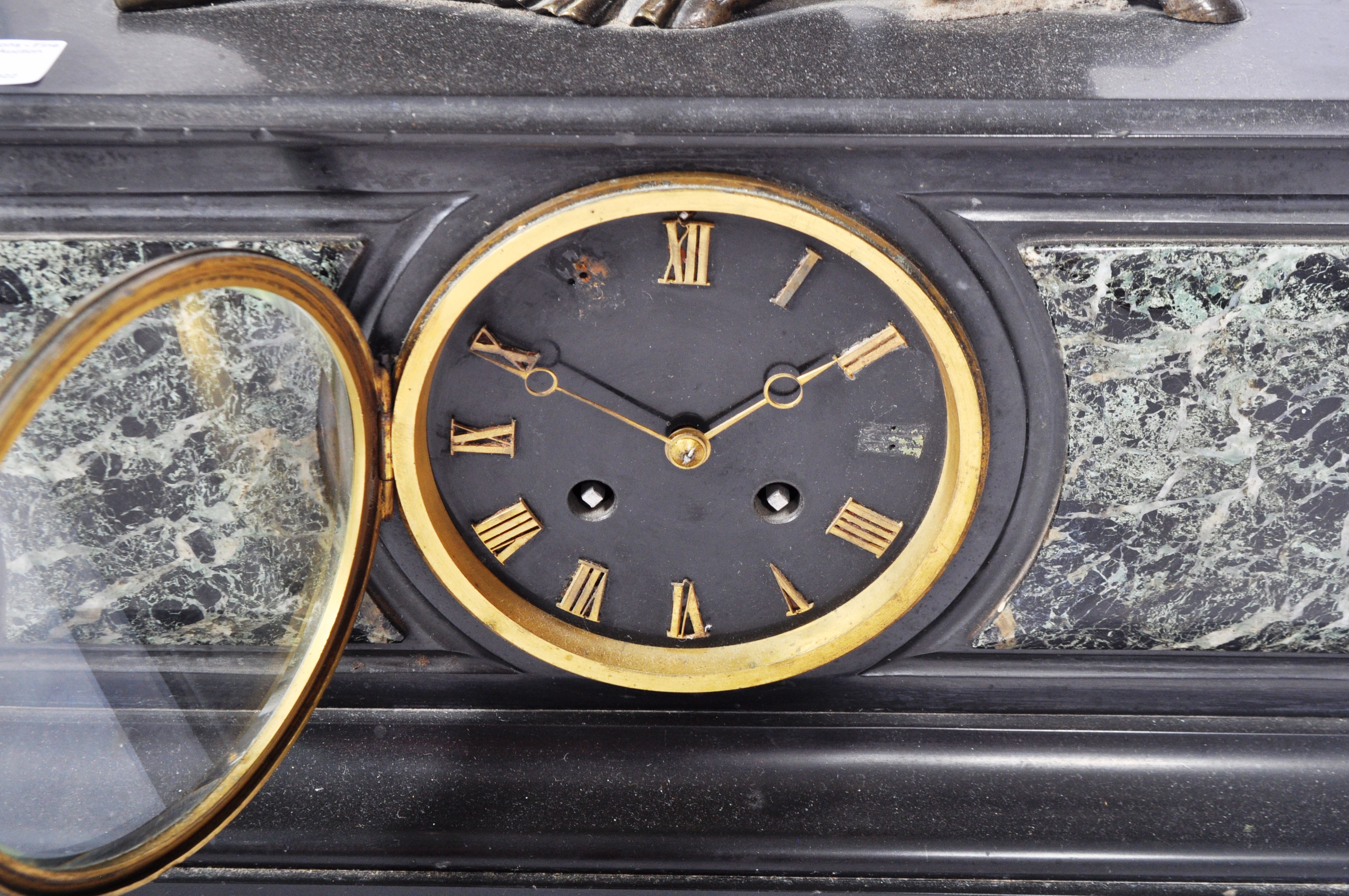 19TH CENTURY FRENCH BRONZE & MARBLE CLOCK - Image 6 of 8