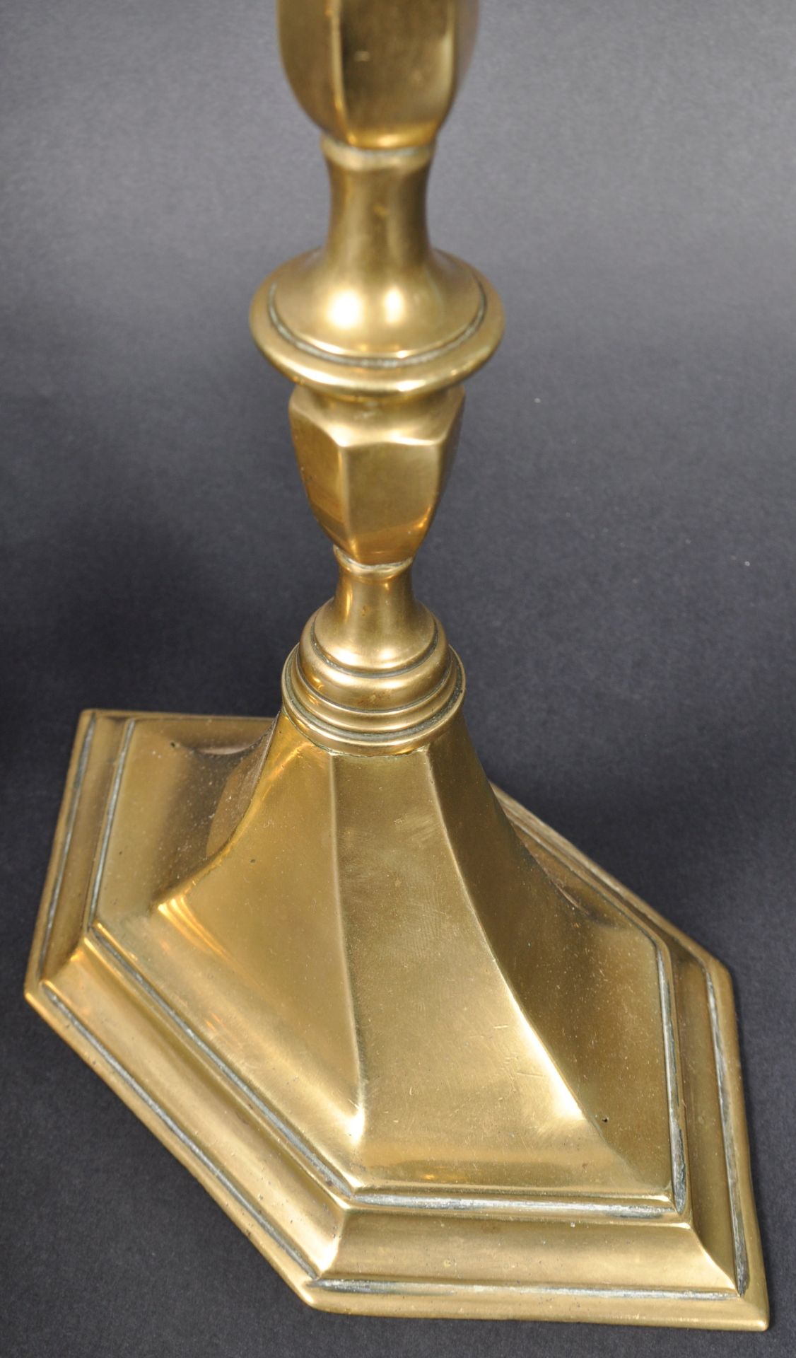 PAIR OF EARLY 20TH CENTURY BRASS CANDLESTICKS - Image 6 of 8