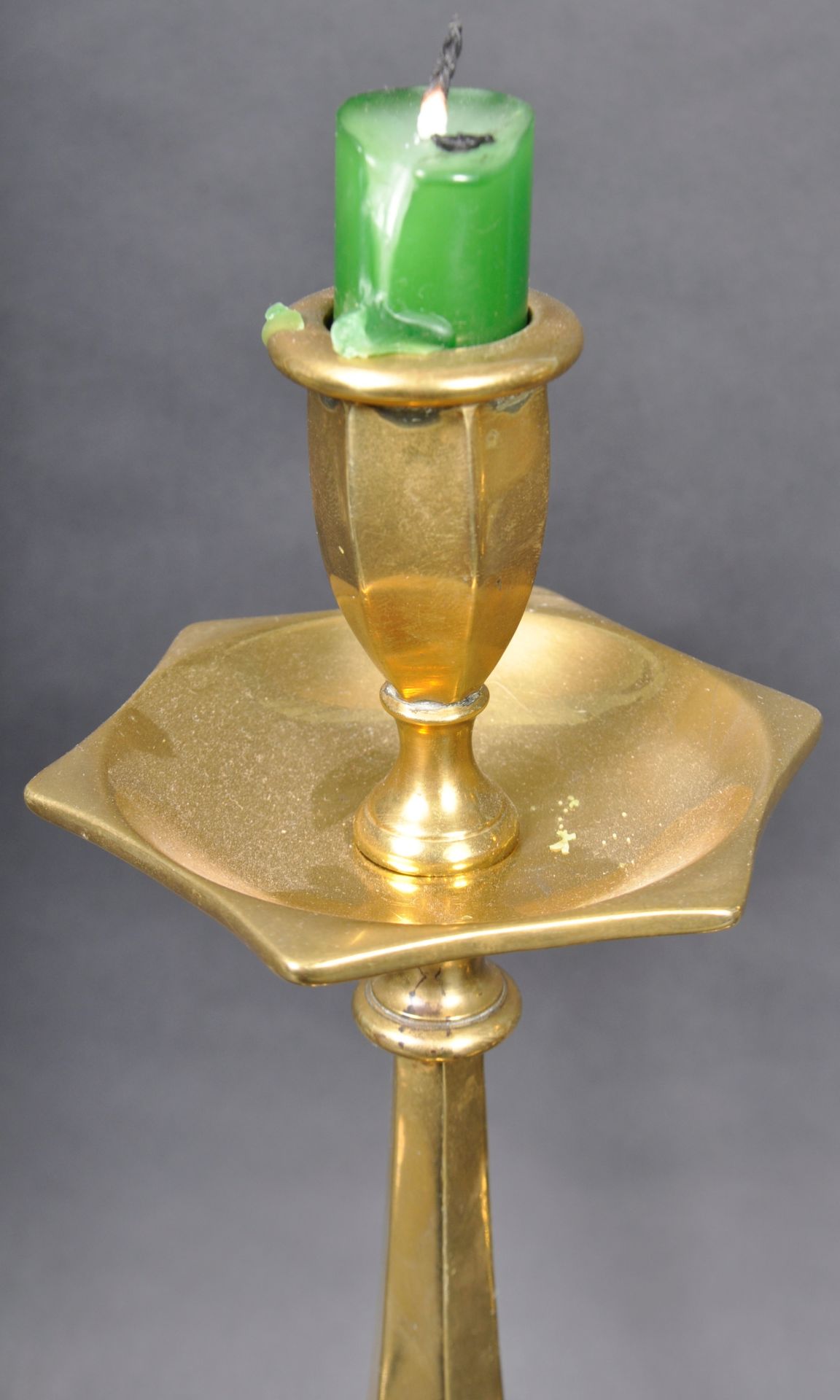 PAIR OF EARLY 20TH CENTURY BRASS CANDLESTICKS - Image 3 of 8