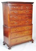 GEORGE III MAHOGANY CHEST ON CHEST OF DRAWERS