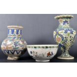 THREE 19TH CENTURY MIDDLE EASTERN IZNIK POTTERY ITEMS