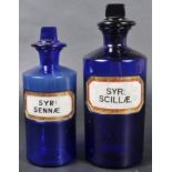 TWO 19TH CENTURY BRISTOL BLUE GLASS MEDICINE BOTTLES