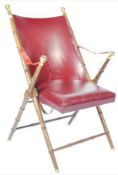 20TH CENTURY FAUX BAMBOO AND LEATHER CAMPAIGN CHAIR