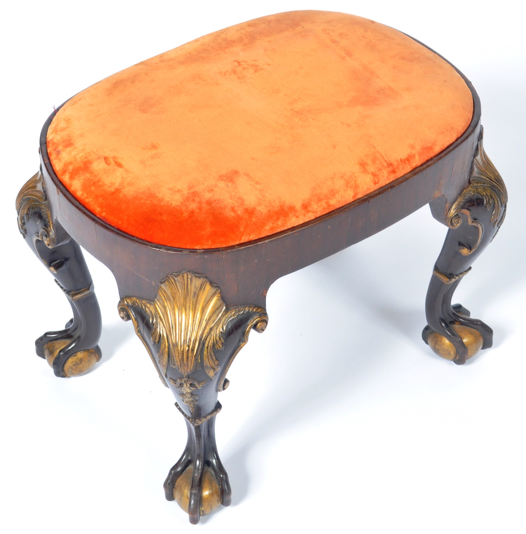 19TH CENTURY CARVED BALL AND CLAW FEET FOOTSTOOL - Image 2 of 5