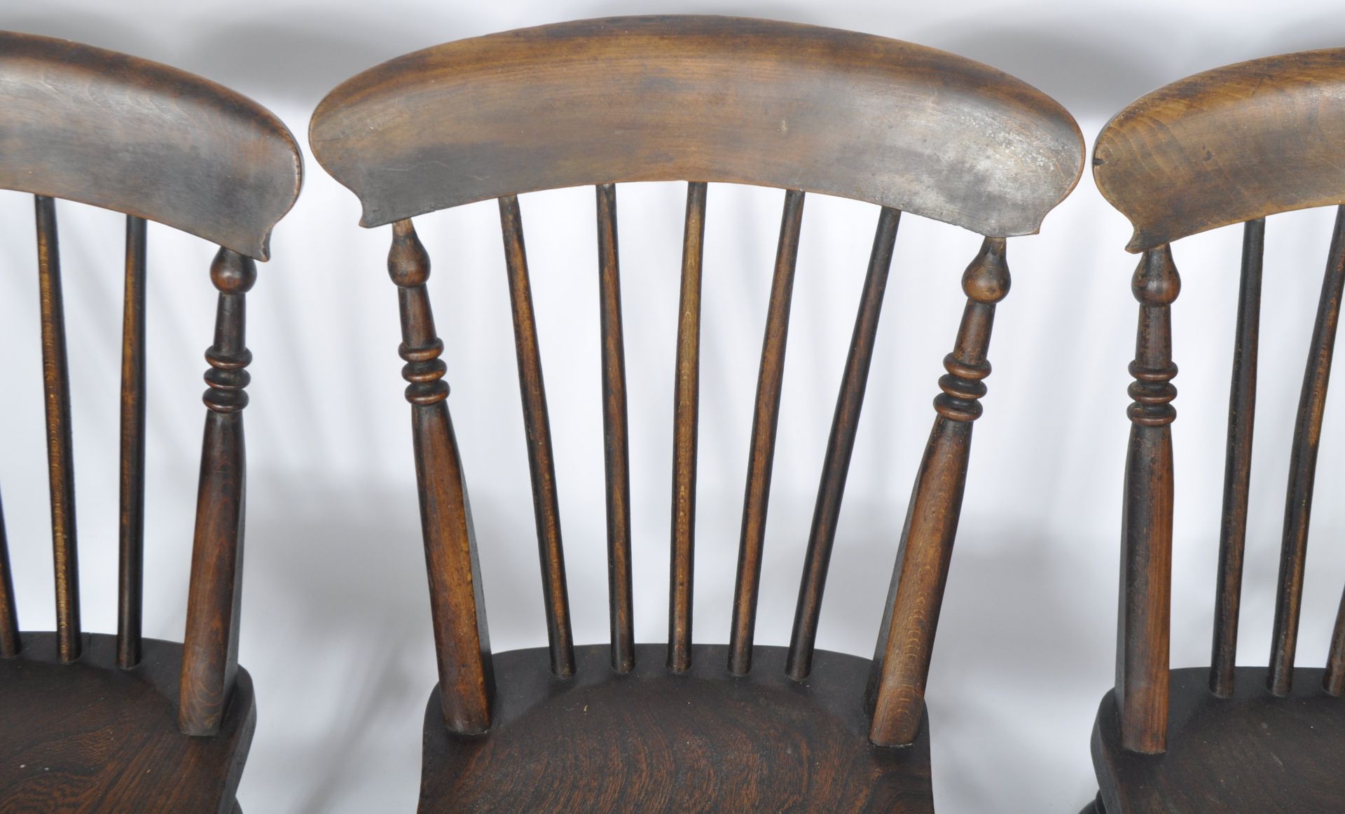 SET OF FOUR 19TH CENTURY BEECH & ELM FARMHOUSE DINING CHAIRS - Image 3 of 8