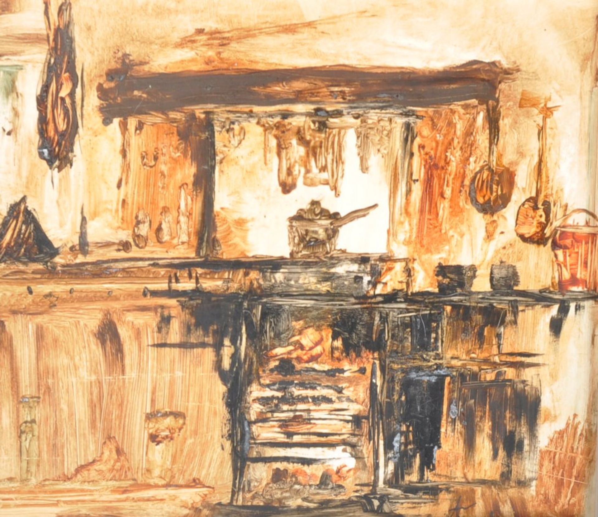 ANTHONY AMOS - (1950-2010) - OIL ON BOARD INTERIOR KITCHEN SCENE - Image 2 of 7