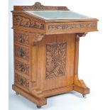 19TH CENTURY VICTORIAN CARVED OAK DAVENPORT