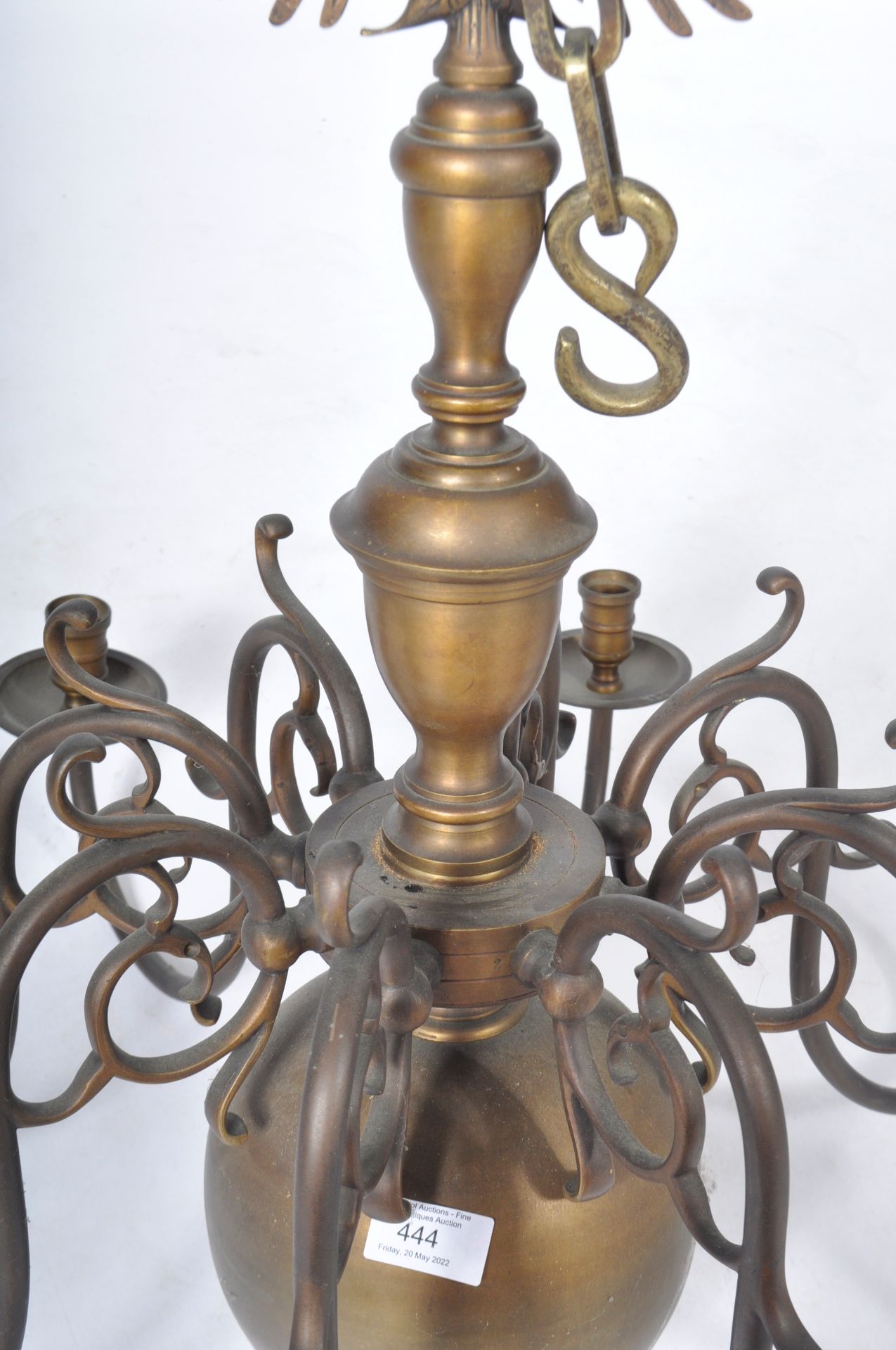 EARLY 20TH CENTURY DUTCH BRASS CEILING LAMP - Image 3 of 6