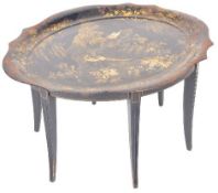 REGENCY CHINOISERIE TOLEWARE TRAY ON STAND