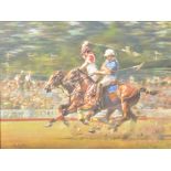 WILLIAM PETTY (B. 1945) - POLO FURY - OIL ON CANVAS PAINTING