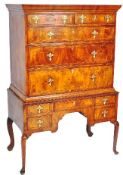 18TH CENTURY QUEEN ANNE WALNUT SECRETAIRE CHEST ON CHEST