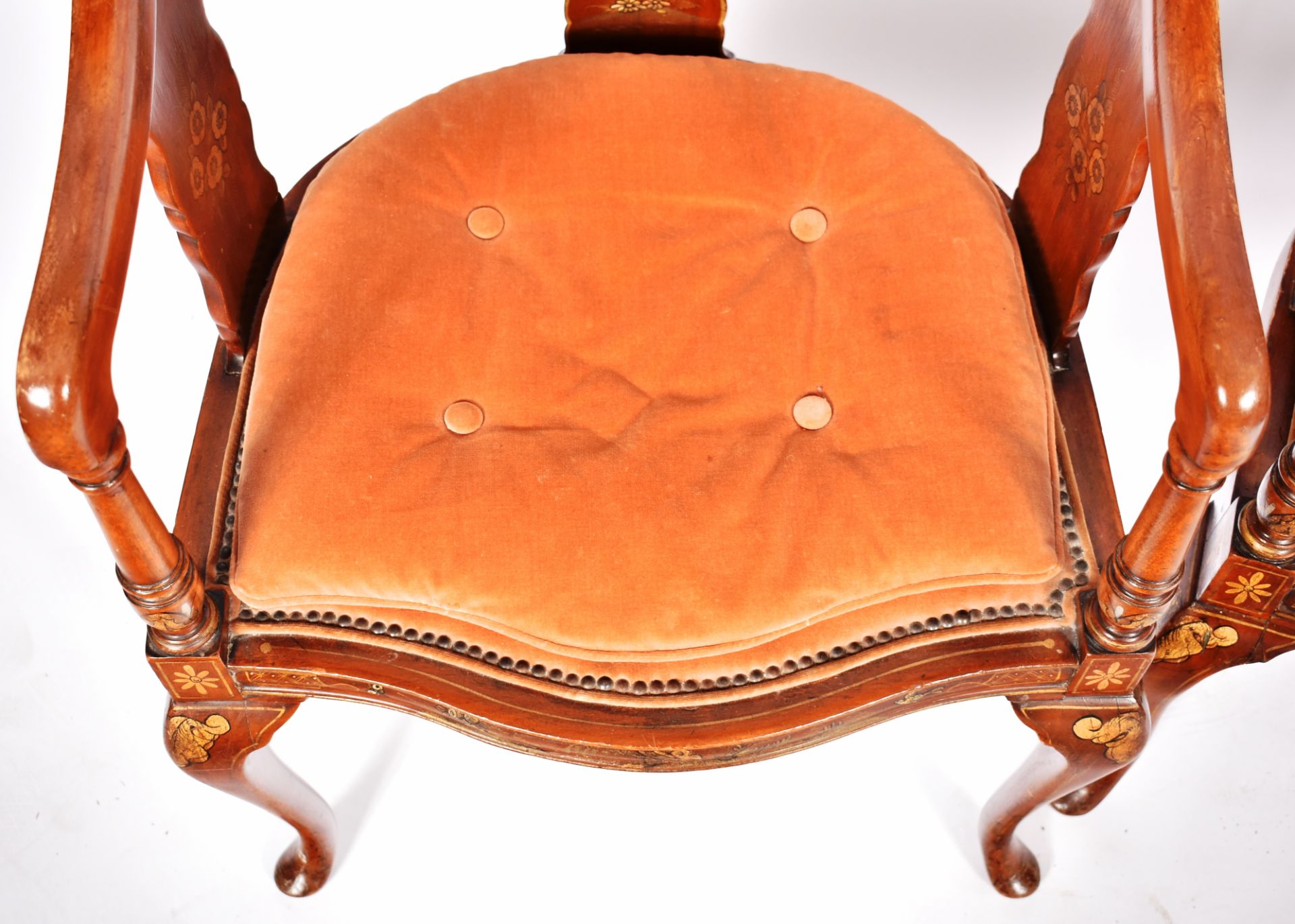 MATCHING PAIR OF 19TH CENTURY CHINOISERIE ARMCHAIRS - Image 4 of 8