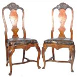 PAIR OF 18TH CENTURY DUTCH MARQUETRY SIDE CHAIRS