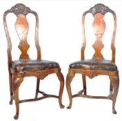 PAIR OF 18TH CENTURY DUTCH MARQUETRY SIDE CHAIRS