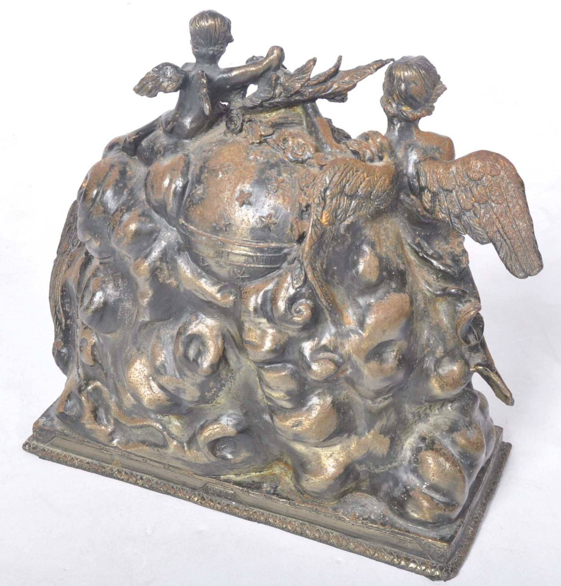 20TH CENTURY BRONZE CHERUB & GLOBE FIGURINE GROUP - Image 6 of 6