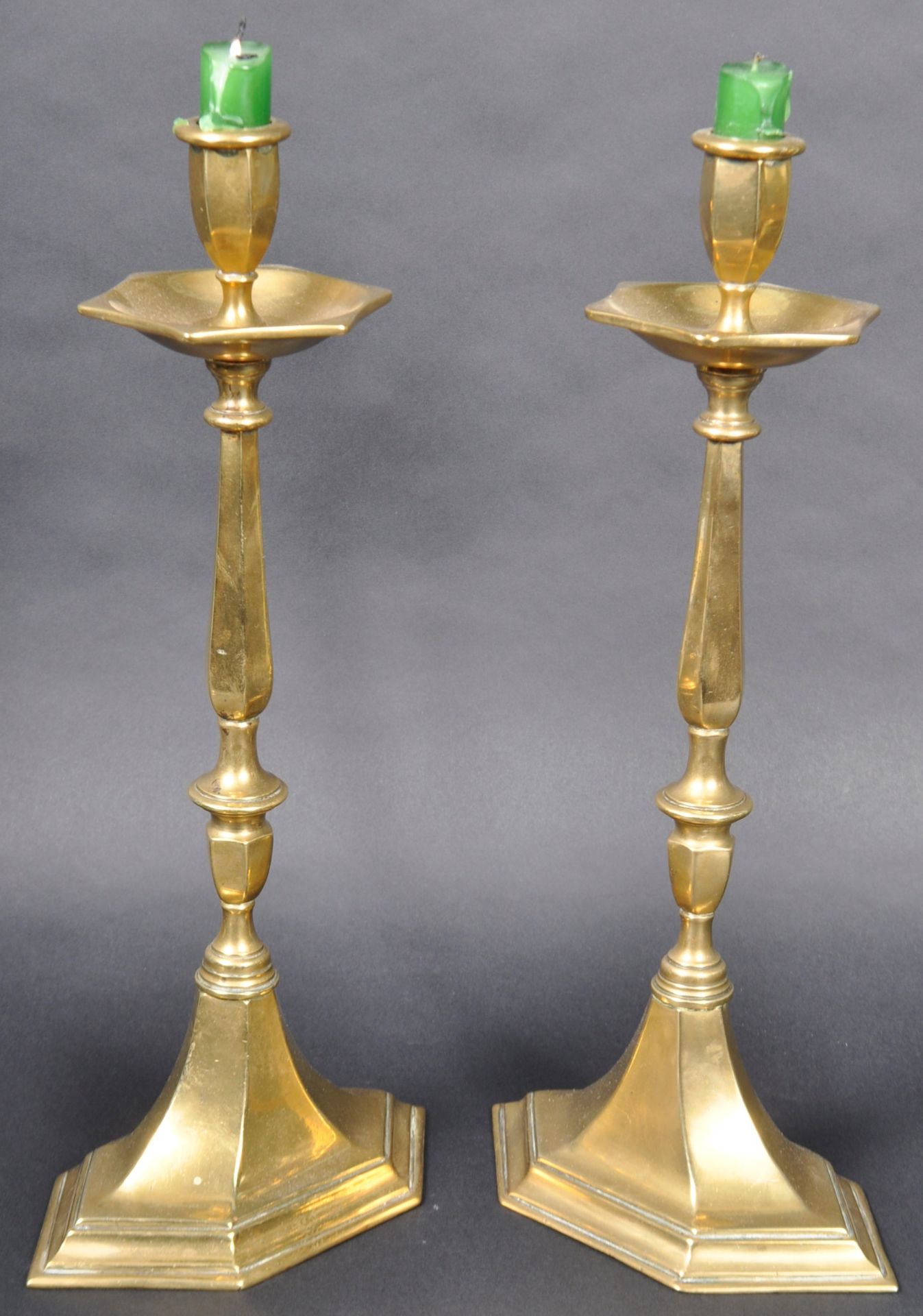 PAIR OF EARLY 20TH CENTURY BRASS CANDLESTICKS - Image 2 of 8