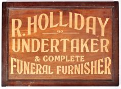 EDWARDIAN MAHOGANY FUNERAL DIRECTORS SIGN