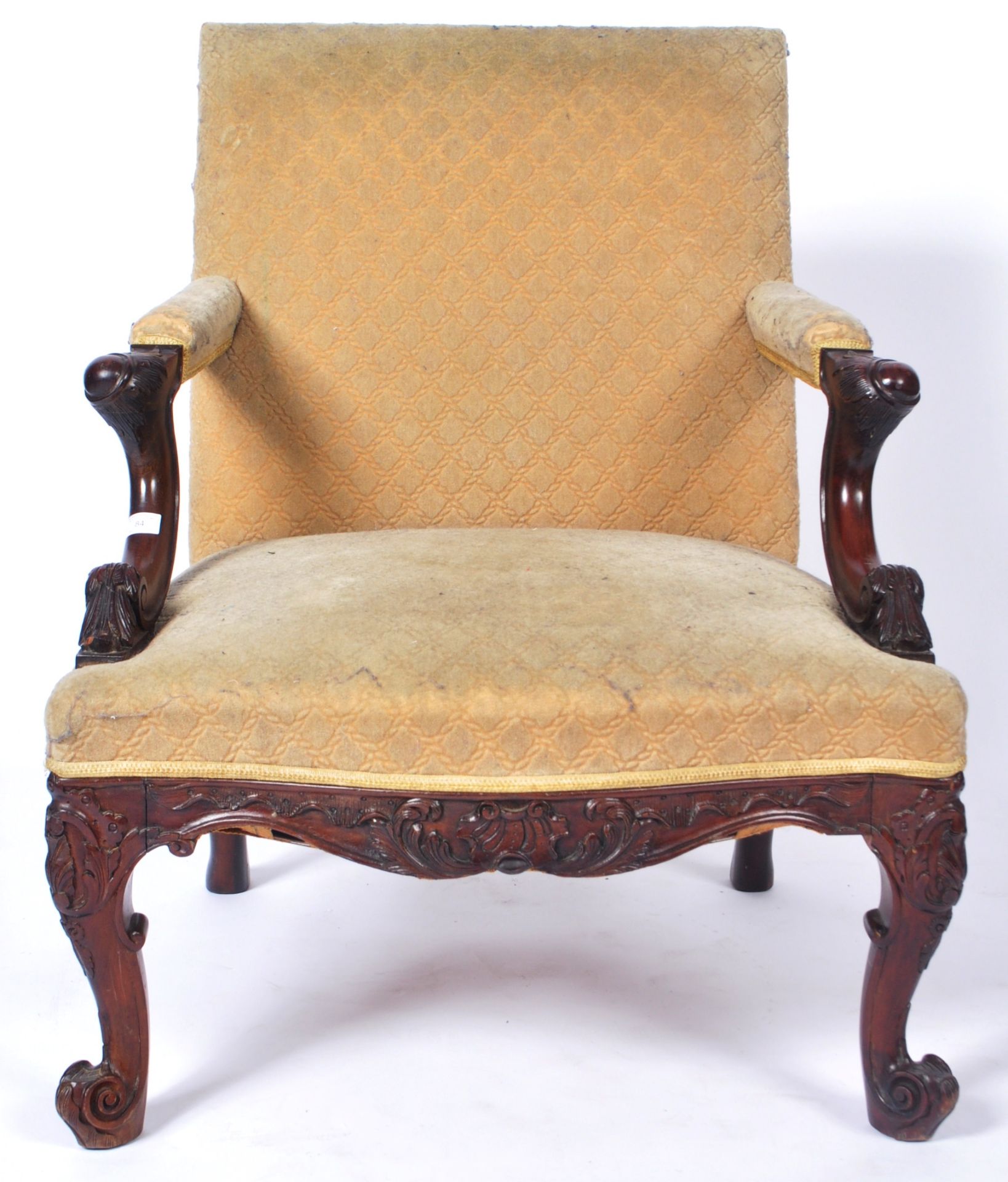 19TH CENTURY CARVED GAINSBOROUGH ARMCHAIR - Image 5 of 8