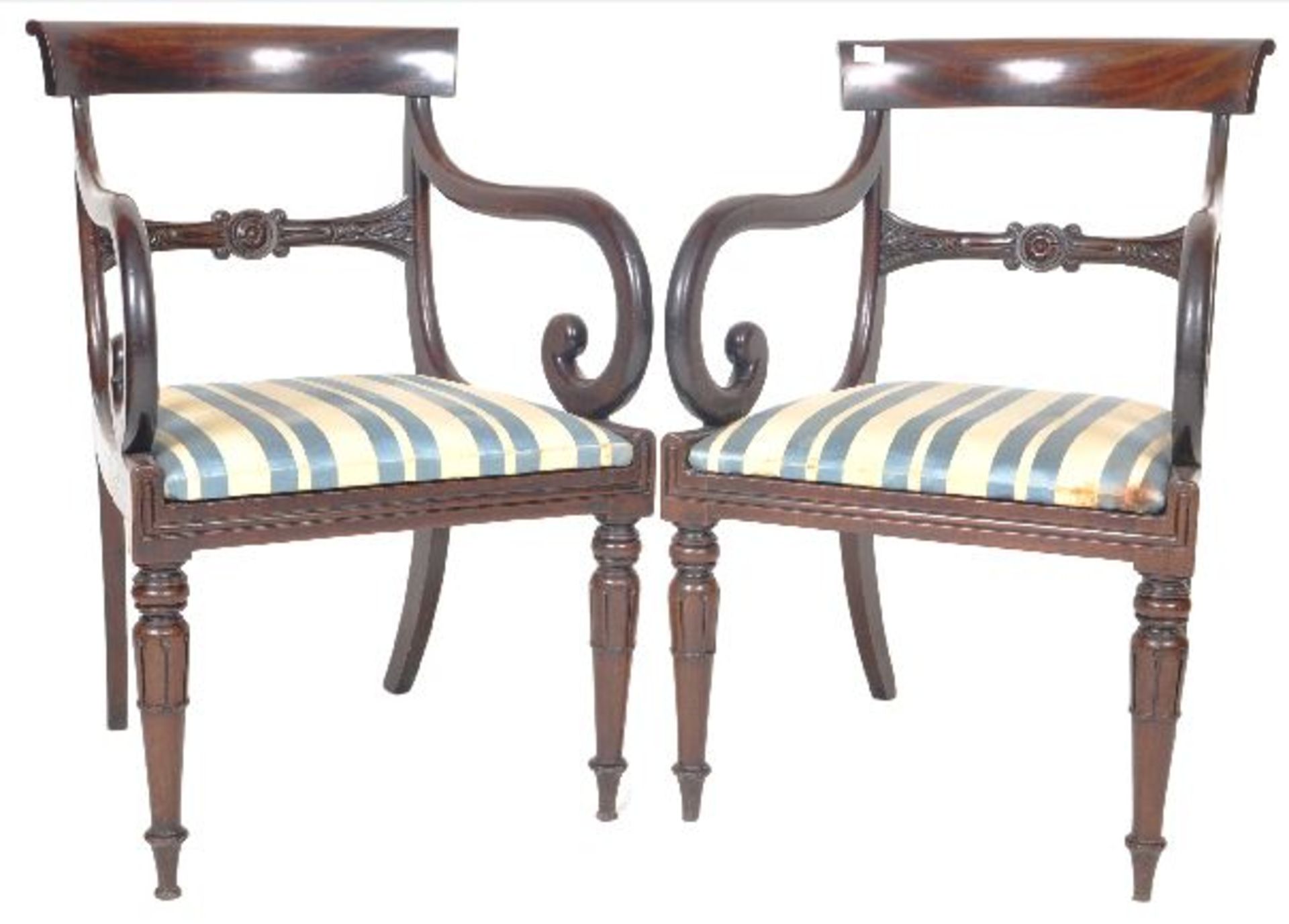 PAIR OF REGENCY MAHOGANY GILLOW MANNER ARMCHAIRS