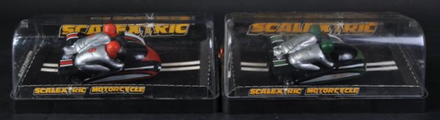 TWO VINTAGE HORNBY SCALEXTRIC SLOT CAR RACING MOTORCYCLES