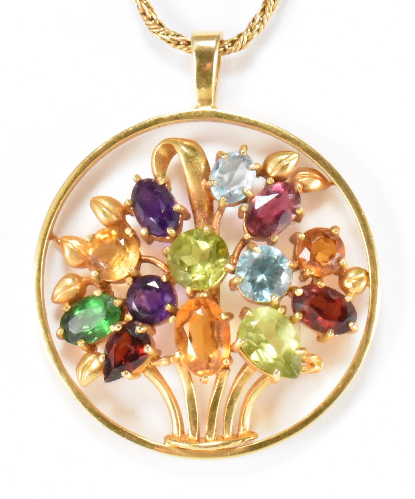 HALLMARKED 9CT GOLD & MULTI GEM PENDANT NECKLACE - Image 2 of 7