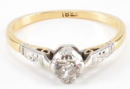 EARLY 20TH CENTURY 18CT GOLD & DIAMOND SOLITAIRE RING