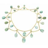 EGYPTIAN REVIVAL SCARAB FESTOON COLLAR NECKLACE