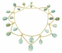 EGYPTIAN REVIVAL SCARAB FESTOON COLLAR NECKLACE