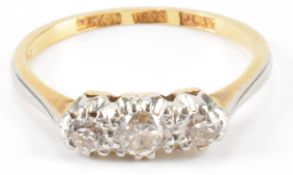 VINTAGE 18CT GOLD AND PLATINUM THREE STONE DIAMOND RING