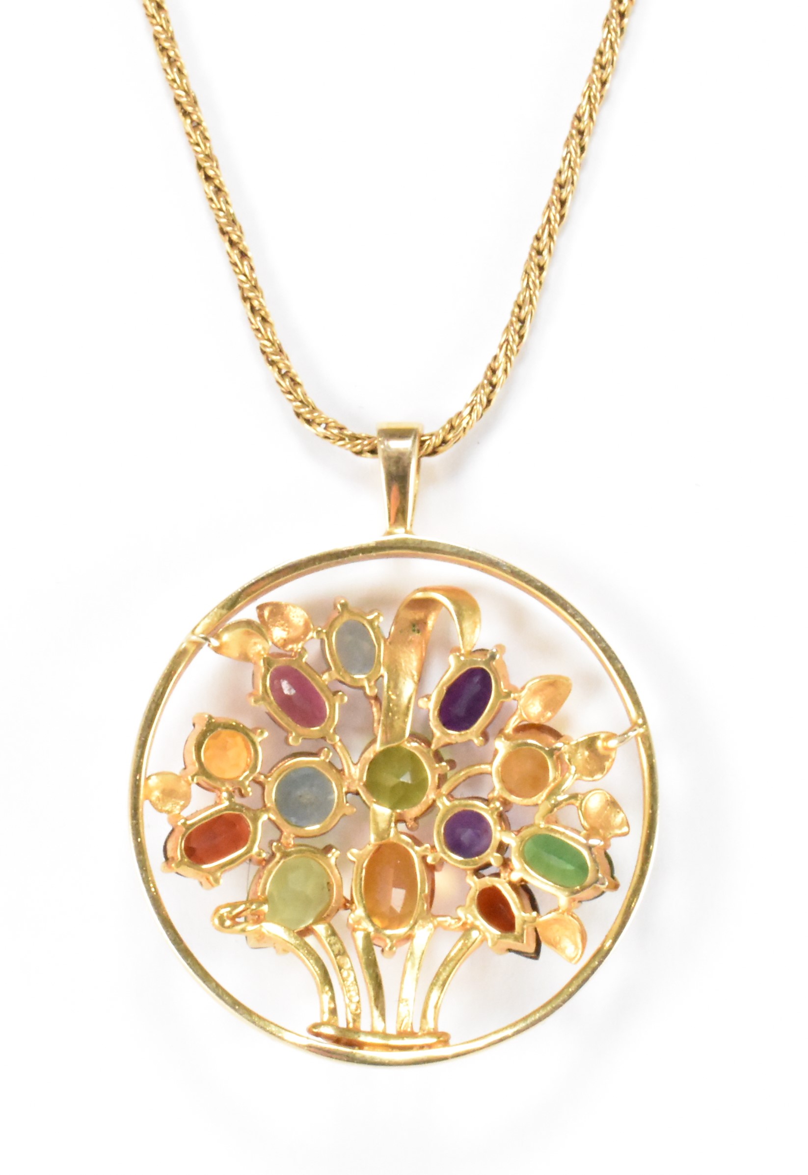 HALLMARKED 9CT GOLD & MULTI GEM PENDANT NECKLACE - Image 3 of 7