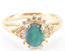 GOLD, OPAL & DIAMOND RING