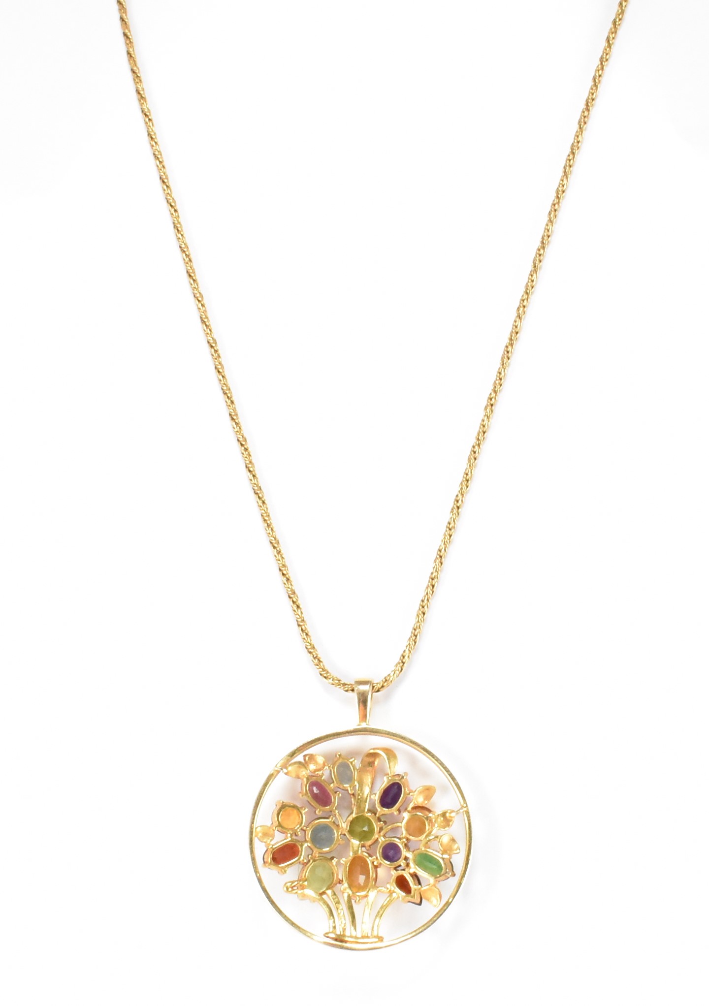 HALLMARKED 9CT GOLD & MULTI GEM PENDANT NECKLACE - Image 4 of 7