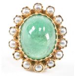 FRENCH 18CT GOLD EMERALD & PEARL DRESS RING