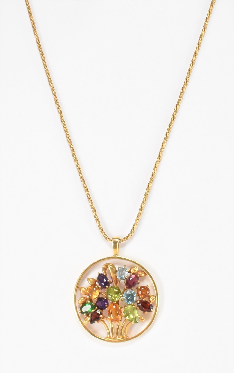 HALLMARKED 9CT GOLD & MULTI GEM PENDANT NECKLACE - Image 5 of 7