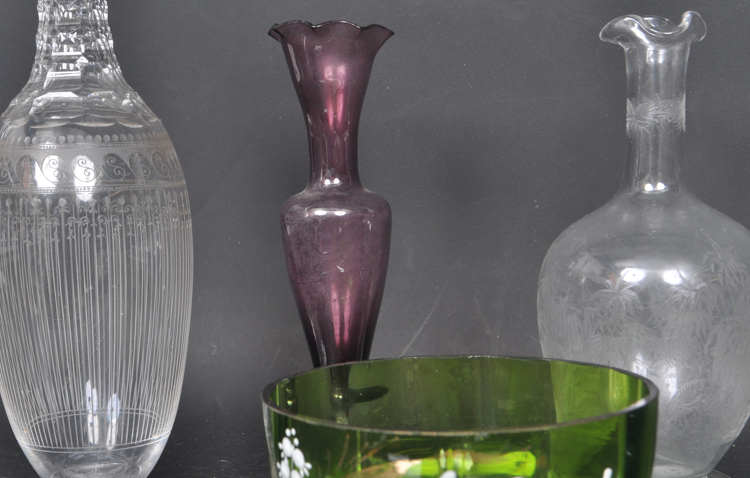 VICTORIAN & LATER GLASS - NAILSEA - DECANTERS & CANDLESTICK - Image 2 of 4