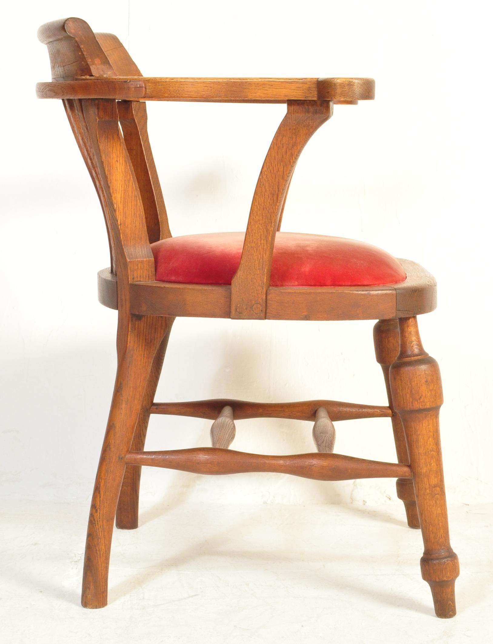 EDWARDIAN MAHOGANY INLAID UPHOLSTERED BEDROOM CHAIR - Image 4 of 5