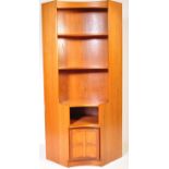 NATHAN - SQUARES PATTERN - RETRO VINTAGE TEAK CORNER BOOKCASE