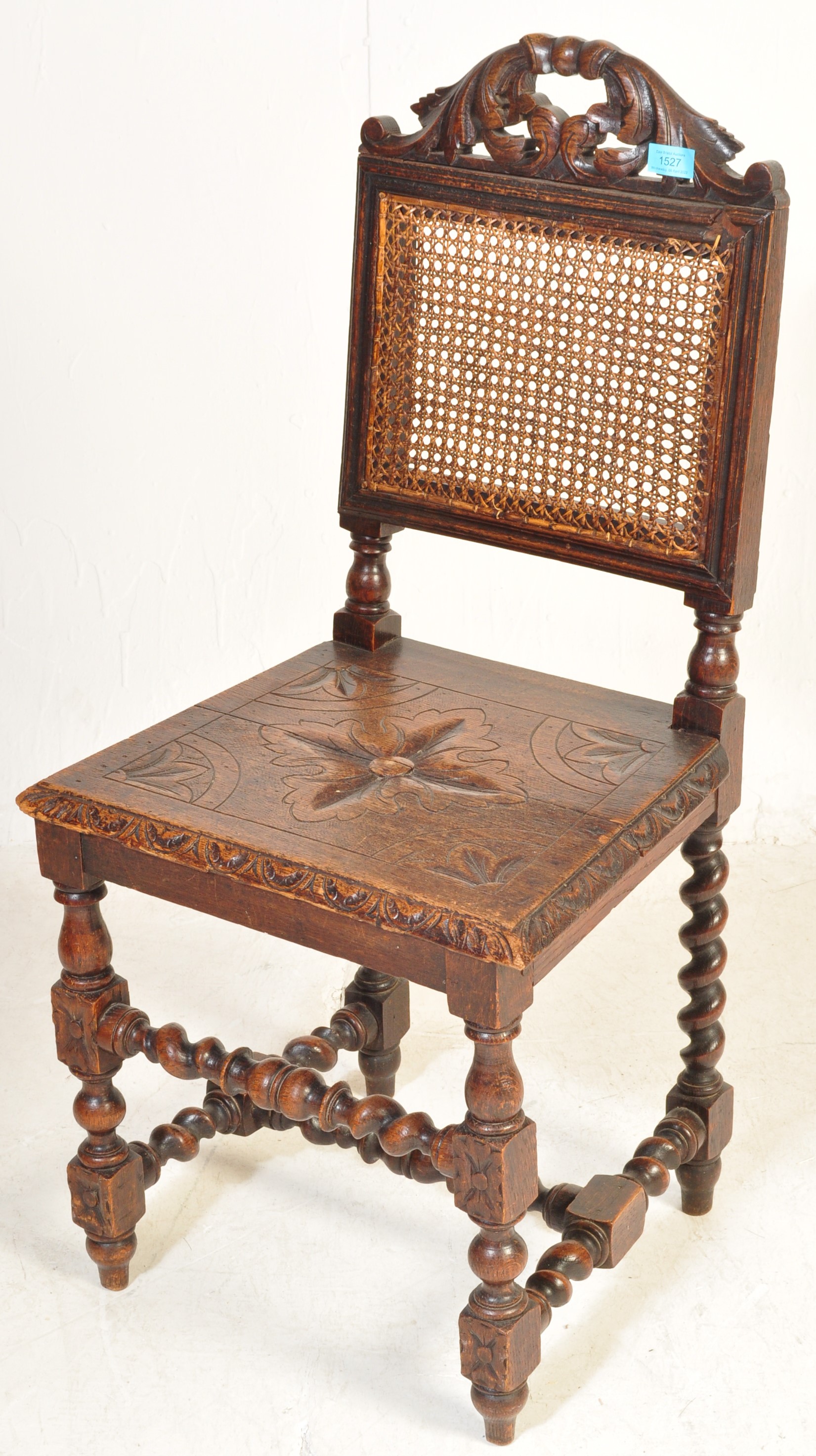 19THE CENTURY CONTINENTAL MAHOGANY CARVED HALL CHAIR - Image 2 of 7