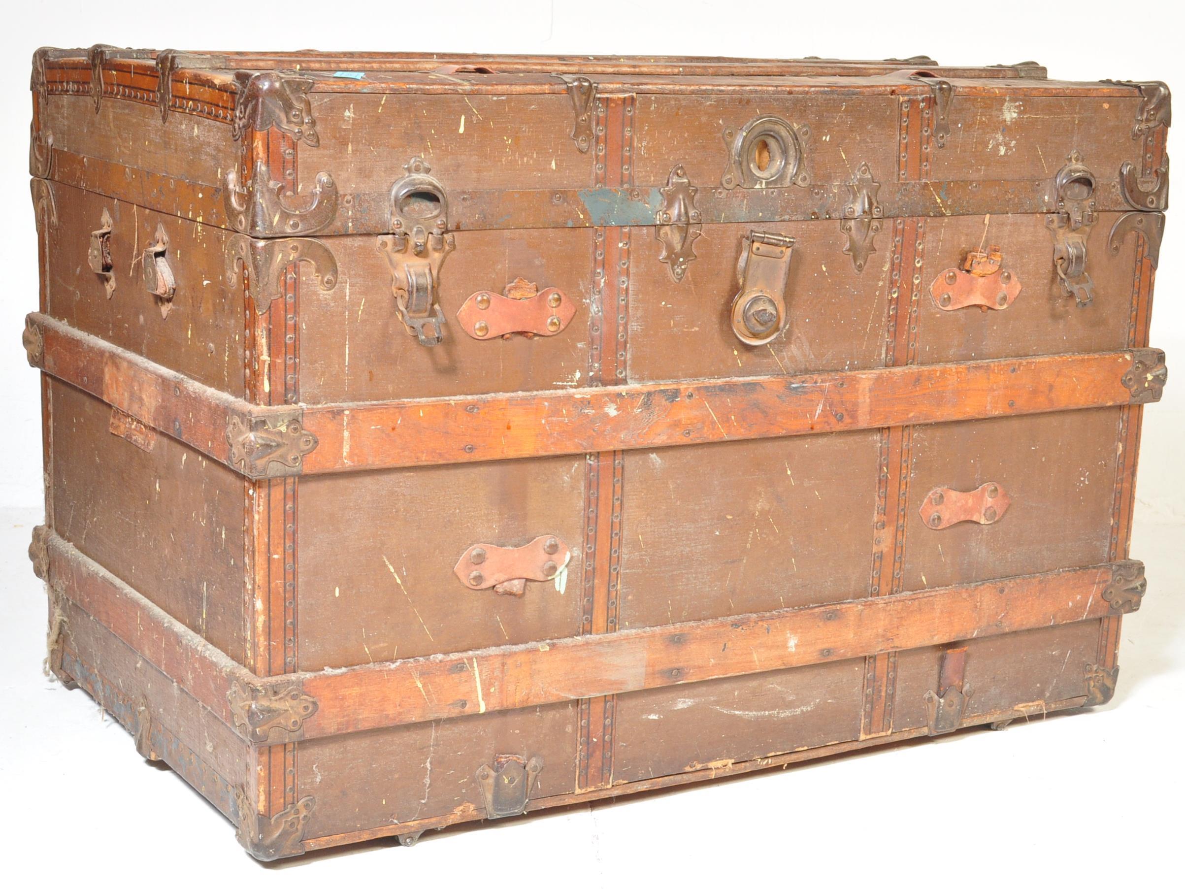 19TH CENTURY VICTORIAN CANVAS & WOODEN BOUND TRUNK