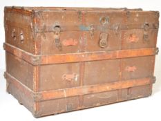 19TH CENTURY VICTORIAN CANVAS & WOODEN BOUND TRUNK