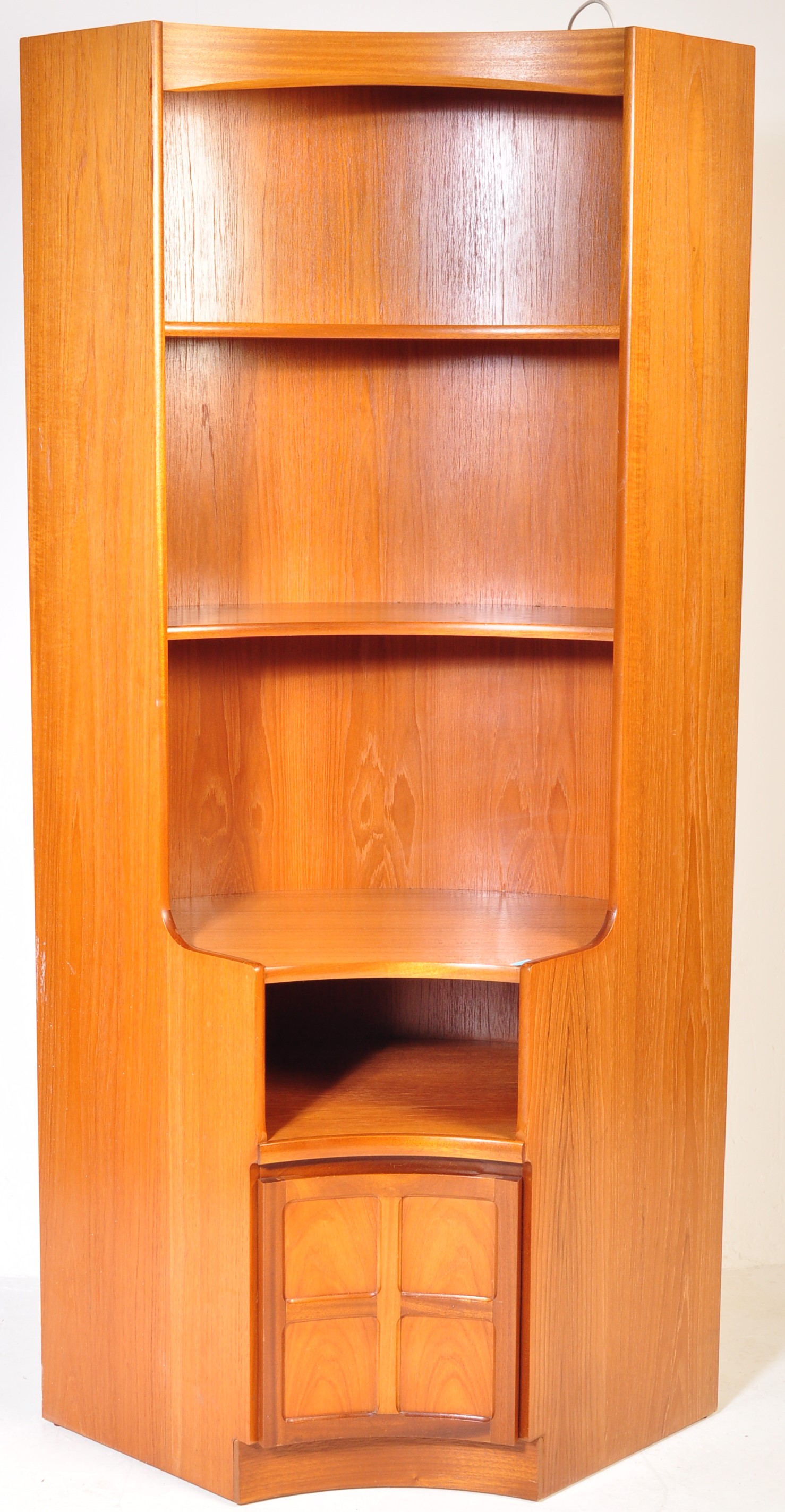 NATHAN - SQUARES PATTERN - RETRO VINTAGE TEAK CORNER BOOKCASE - Image 2 of 7